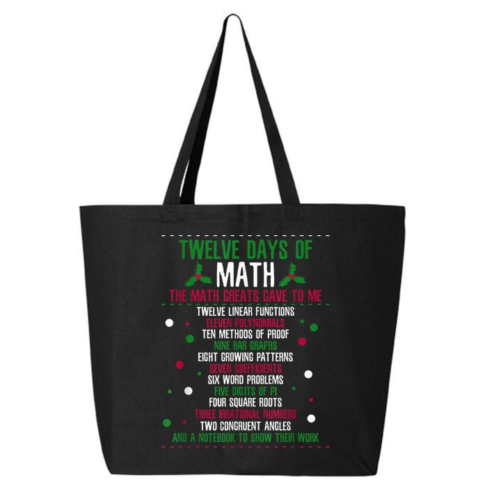 Christmas 12days Of Math 25L Jumbo Tote