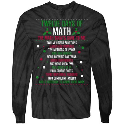 Christmas 12days Of Math Tie-Dye Long Sleeve Shirt
