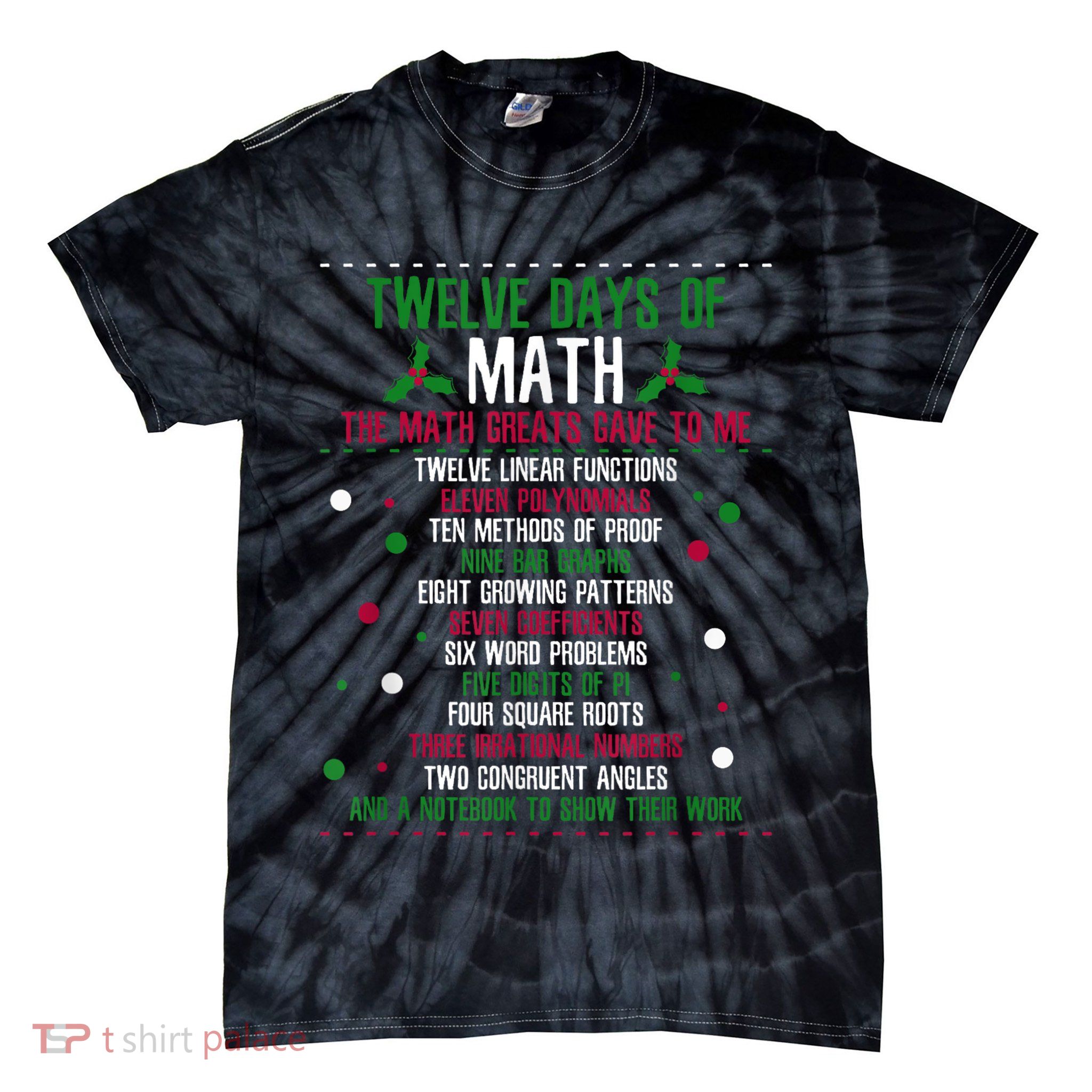 Christmas 12days Of Math Tie-Dye T-Shirt