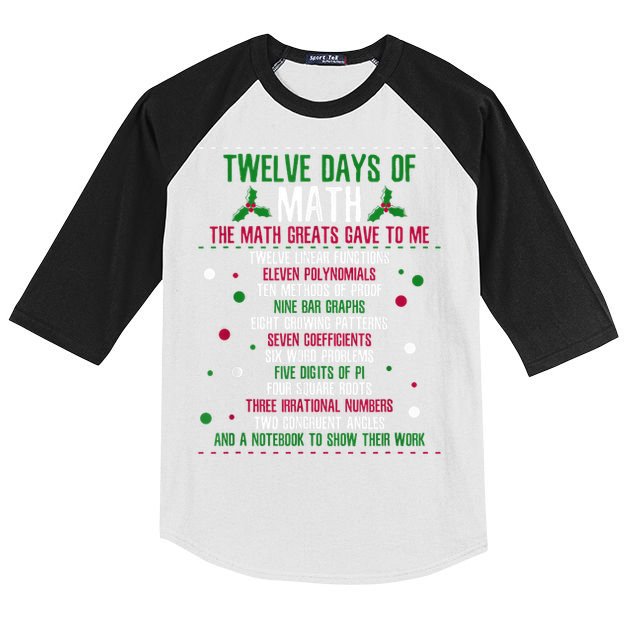 Christmas 12days Of Math Kids Colorblock Raglan Jersey