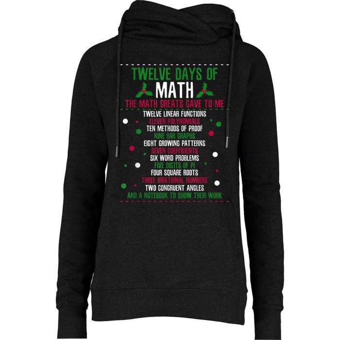 Christmas 12days Of Math Womens Funnel Neck Pullover Hood