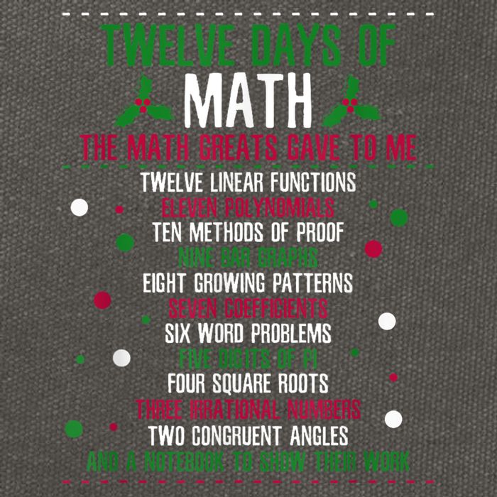 Christmas 12days Of Math Cotton Canvas Backpack