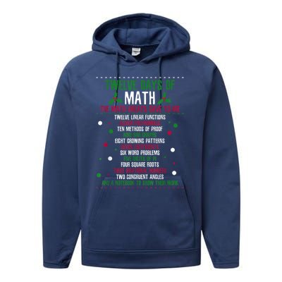 Christmas 12days Of Math Performance Fleece Hoodie