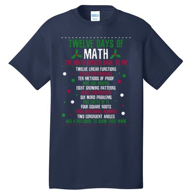 Christmas 12days Of Math Tall T-Shirt