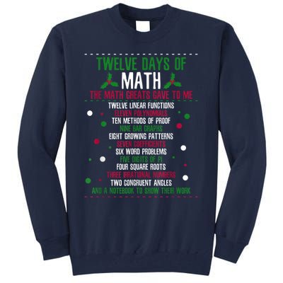 Christmas 12days Of Math Tall Sweatshirt