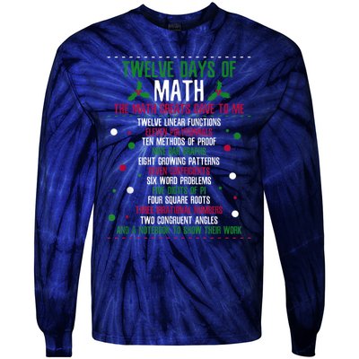 Christmas 12days Of Math Tie-Dye Long Sleeve Shirt