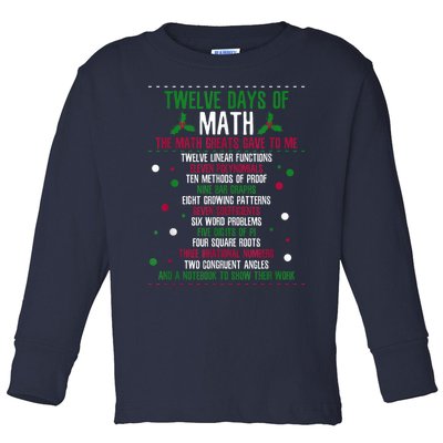 Christmas 12days Of Math Toddler Long Sleeve Shirt