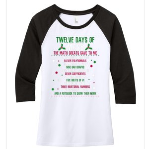 Christmas 12days Of Math Women's Tri-Blend 3/4-Sleeve Raglan Shirt