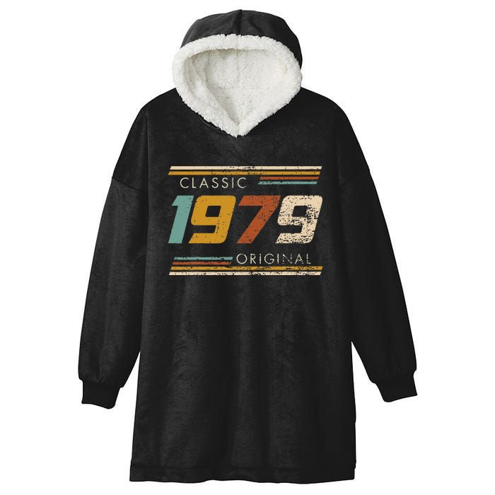 Classic 1979 Original Vintage Birthday Est 1979 Edition Hooded Wearable Blanket