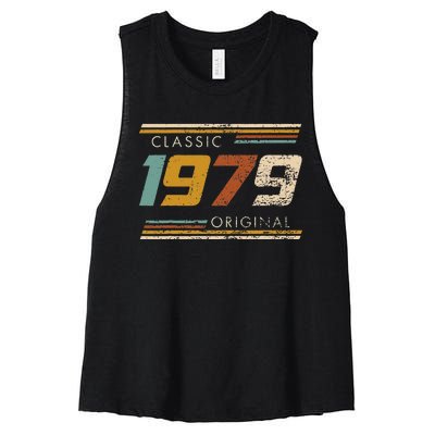 Classic 1979 Original Vintage Birthday Est 1979 Edition Women's Racerback Cropped Tank