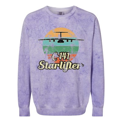 C 141 Starlifter Retro Sunset Airlift Cargo Airplane Colorblast Crewneck Sweatshirt