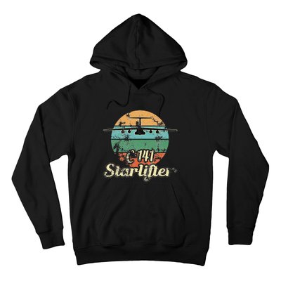 C 141 Starlifter Retro Sunset Airlift Cargo Airplane Hoodie