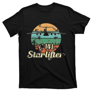 C 141 Starlifter Retro Sunset Airlift Cargo Airplane T-Shirt