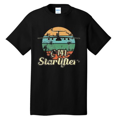 C 141 Starlifter Retro Sunset Airlift Cargo Airplane Tall T-Shirt