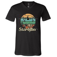 C 141 Starlifter Retro Sunset Airlift Cargo Airplane V-Neck T-Shirt