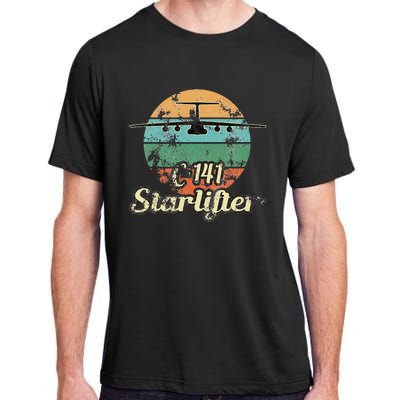 C 141 Starlifter Retro Sunset Airlift Cargo Airplane Adult ChromaSoft Performance T-Shirt