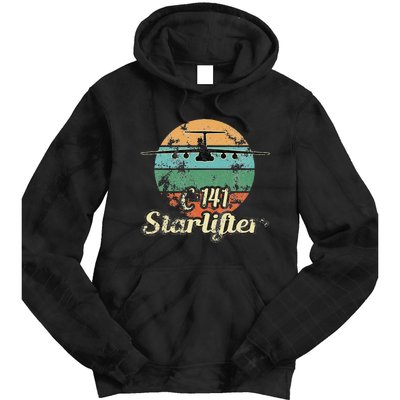 C 141 Starlifter Retro Sunset Airlift Cargo Airplane Tie Dye Hoodie