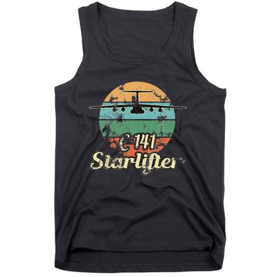 C 141 Starlifter Retro Sunset Airlift Cargo Airplane Tank Top