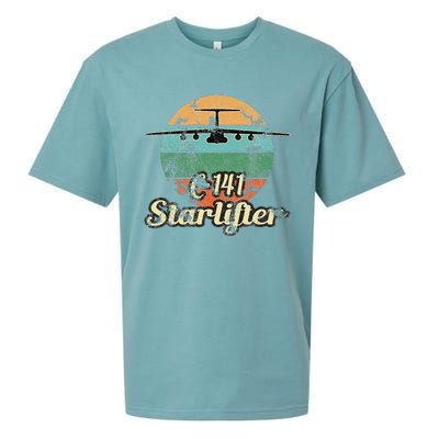 C 141 Starlifter Retro Sunset Airlift Cargo Airplane Sueded Cloud Jersey T-Shirt