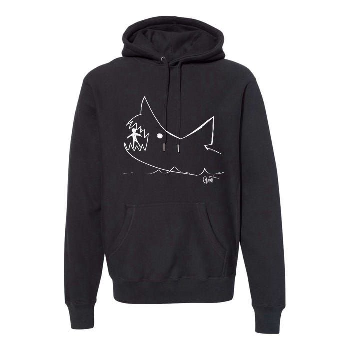 Cult 1970s Shark Movie Chalkboard Pic Premium Hoodie