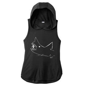 Cult 1970s Shark movie chalkboard pic Ladies PosiCharge Tri-Blend Wicking Draft Hoodie Tank