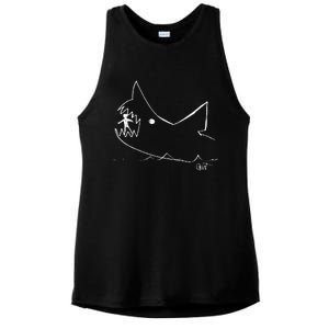 Cult 1970s Shark movie chalkboard pic Ladies PosiCharge Tri-Blend Wicking Tank