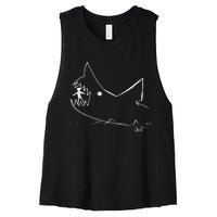 Cult 1970s Shark movie chalkboard pic Women's Racerback Cropped Tank