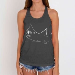 Cult 1970s Shark movie chalkboard pic Women's Knotted Racerback Tank