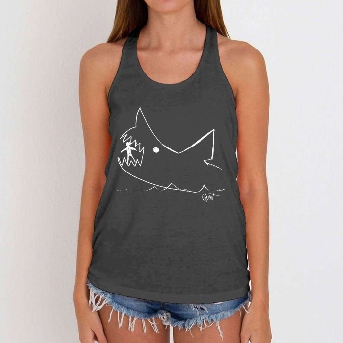 Cult 1970s Shark movie chalkboard pic Women's Knotted Racerback Tank