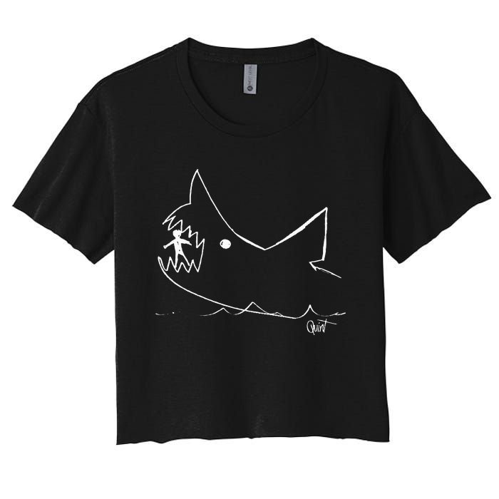 Cult 1970s Shark movie chalkboard pic Women's Crop Top Tee