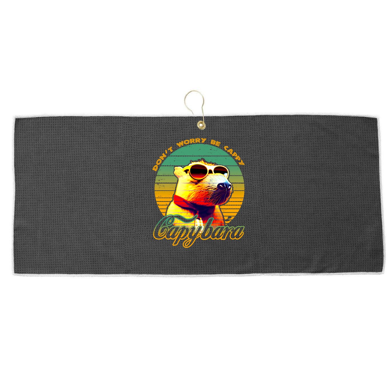 Capybara (1) T-Shirt Large Microfiber Waffle Golf Towel