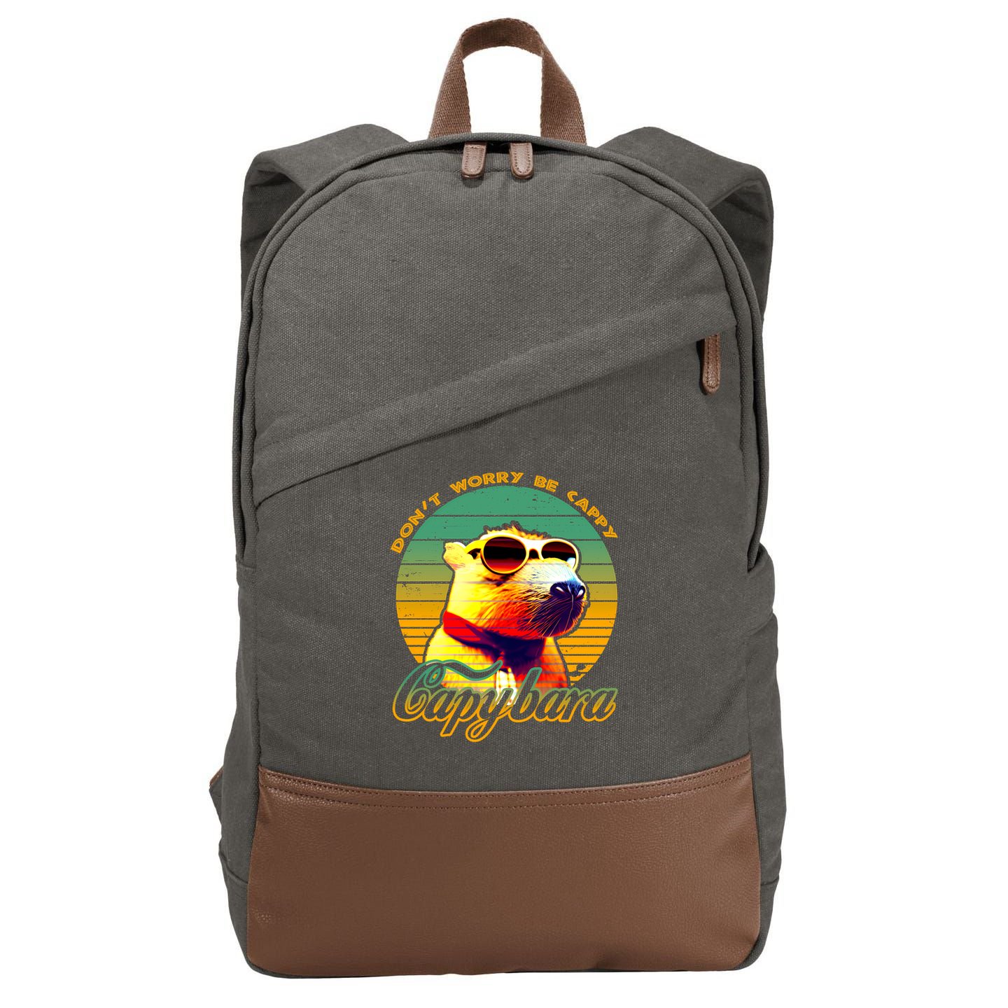 Capybara (1) T-Shirt Cotton Canvas Backpack