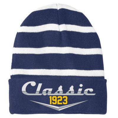 Classic 1923 Vintage 100th Birthday Striped Beanie with Solid Band