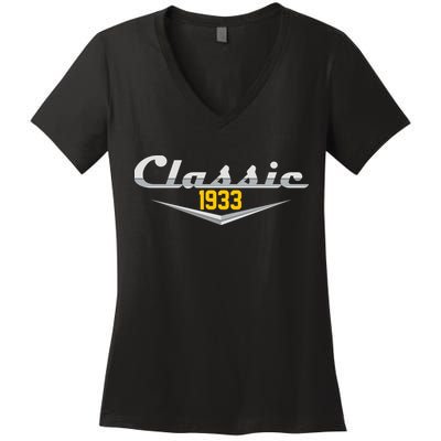 Classic 1933 Vintage 90th Birthday Women's V-Neck T-Shirt