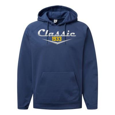 Classic 1933 Vintage 90th Birthday Performance Fleece Hoodie