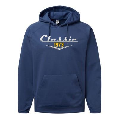 Classic 1973 Vintage 50th Birthday Performance Fleece Hoodie