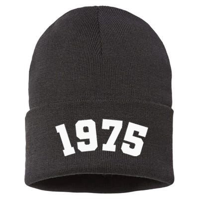 Classic 1975 Varsity Vintage College Style 49th Birthday Sustainable Knit Beanie