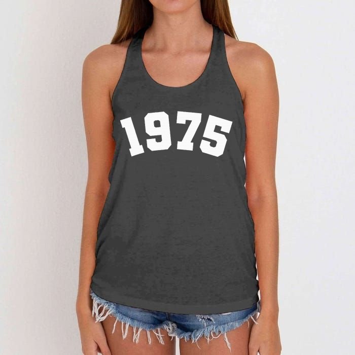 Classic 1975 Varsity Vintage College Style 49th Birthday Women's Knotted Racerback Tank