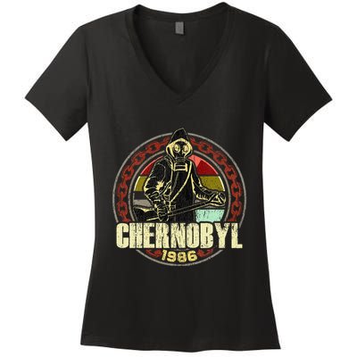 Chernobyl 1986 Vintage Nuclear Power Plant Disaster Women's V-Neck T-Shirt