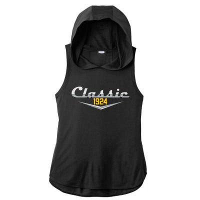 Classic 1924 Vintage 100th Birthday Ladies PosiCharge Tri-Blend Wicking Draft Hoodie Tank