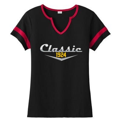 Classic 1924 Vintage 100th Birthday Ladies Halftime Notch Neck Tee