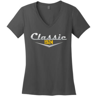 Classic 1924 Vintage 100th Birthday Women's V-Neck T-Shirt