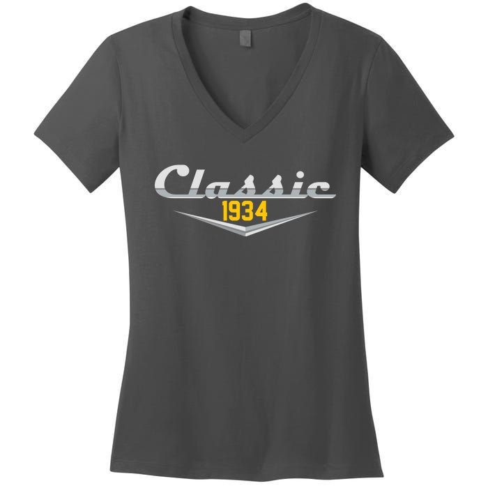 Classic 1934 Vintage 90th Birthday Women's V-Neck T-Shirt