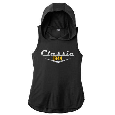 Classic 1944 Vintage 80th Birthday Ladies PosiCharge Tri-Blend Wicking Draft Hoodie Tank