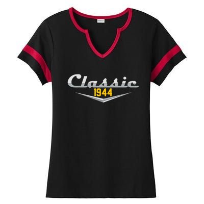 Classic 1944 Vintage 80th Birthday Ladies Halftime Notch Neck Tee