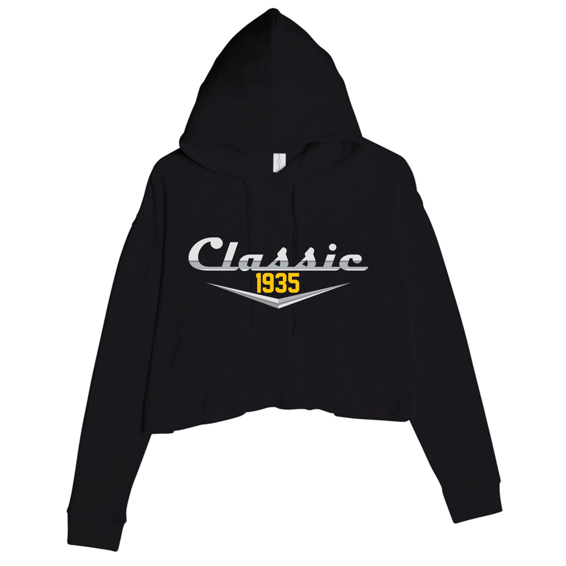 Classic 1935 Vintage 90th Birthday Crop Fleece Hoodie