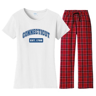 Connecticut 1788 Varsity Retro Style Women's Flannel Pajama Set