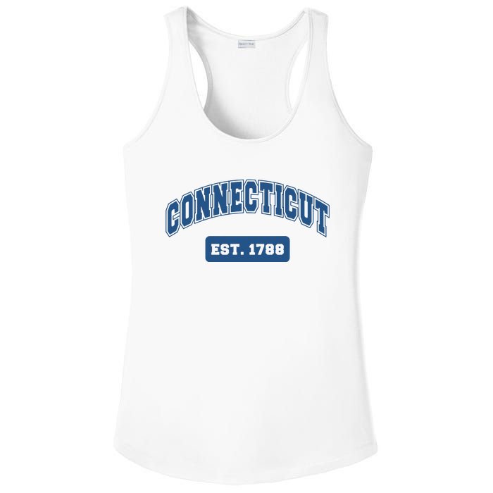 Connecticut 1788 Varsity Retro Style Ladies PosiCharge Competitor Racerback Tank