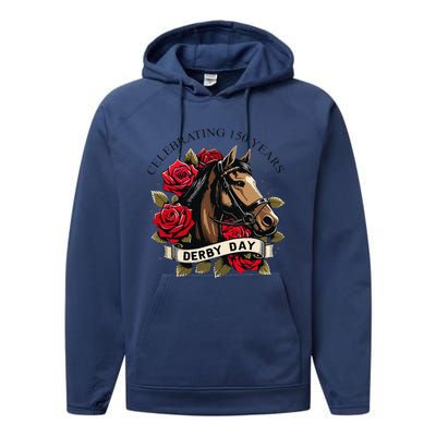 Celebrating 150 Years Ky Derby Day Vintage Performance Fleece Hoodie