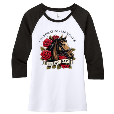 Celebrating 150 Years Ky Derby Day Vintage Women's Tri-Blend 3/4-Sleeve Raglan Shirt